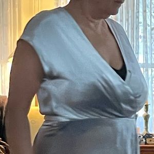 silver velvet wrap dress with Long belt